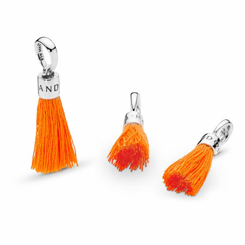 Pandora Australia Orange Fabric Tassel Dangle Charm - Sterling Silver | DPWCRA068